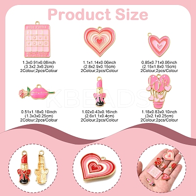 24Pcs 12 Styles Valentine's Day Rack Plating Alloy Enamel Pendants ENAM-FS0002-56-1