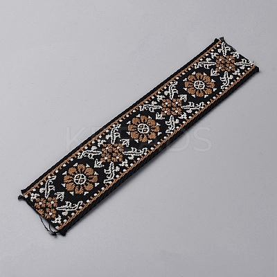 50 Yards Flat Embroidery Flower Polyester Ribbons OCOR-WH0082-112A-1