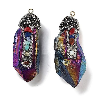 Electroplated Raw Rough Natural Quartz Crystal Big Pendants G-B077-04A-07-1