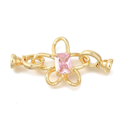 Brass Micro Pave Cubic Zirconia Fold Over Clasps KK-K389-012G-1