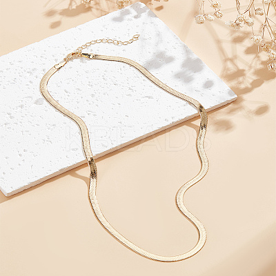1Pc 4mm Brass Flat Snake Chain Necklaces for Women Men NJEW-LP0001-29-1