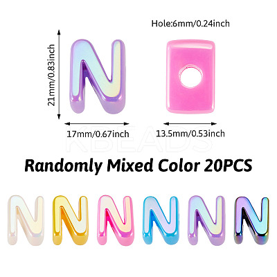 20Pcs UV Plating Opaque Acrylic European Beads OACR-TADJ0001-16N-1