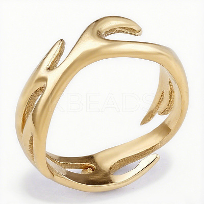 Fire Shaped 304 Stainless Steel Finger Rings FS-WG492AF-08-1