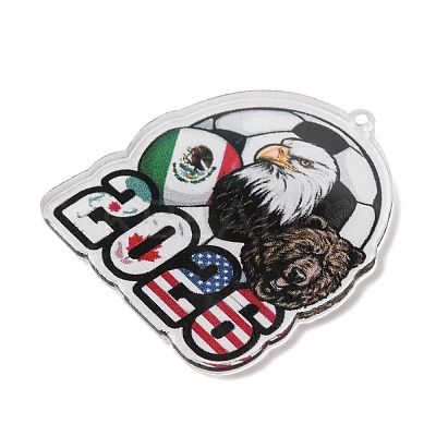 Football Theme Printed Transparent Acrylic Pendants OACR-B055-03C-1