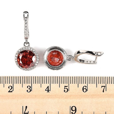 925 Sterling Silver Pave Cubic Zirconia Flat Round Hoop Earrings EJEW-C150-01C-01-1