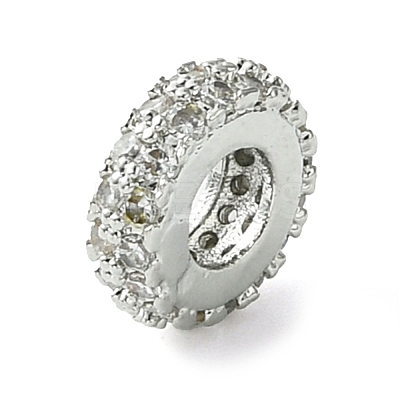 Rack Plating Brass Clear Cubic Zirconia European Beads KK-G501-06A-P-1