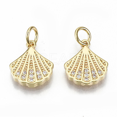 Brass Micro Pave Clear Cubic Zirconia Charms ZIRC-S067-182-NF-1
