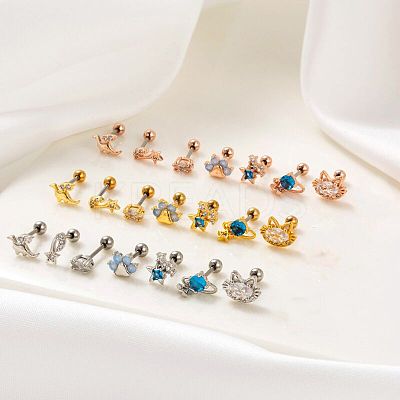 316L Stainless Steel Cubic Zirconia Cartilage Earrings for Women WGF6ABA-21-1