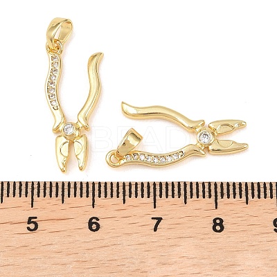 Brass Micro Pave Clear Cubic Zirconia Pendants KK-G549-16A-G-1