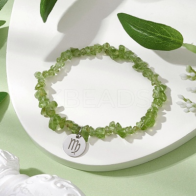 Natural Peridot Stretch Bracelets BJEW-JB11147-06-1