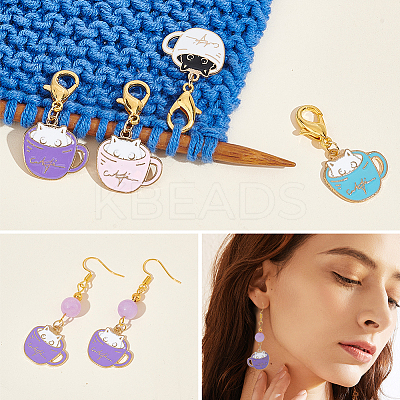 Alloy Enamel Pendant Locking Stitch Markers HJEW-AB00120-1