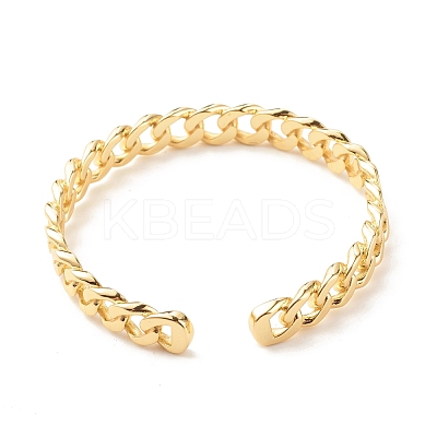 Brass Curb Chain Shape Open Cuff Bangle for Women BJEW-B054-38G-1
