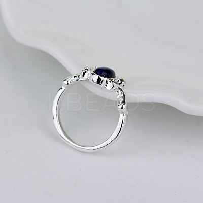 Alloy with Natural Lapis Lazuli Finger Rings FS-WGF3EDB-04-1