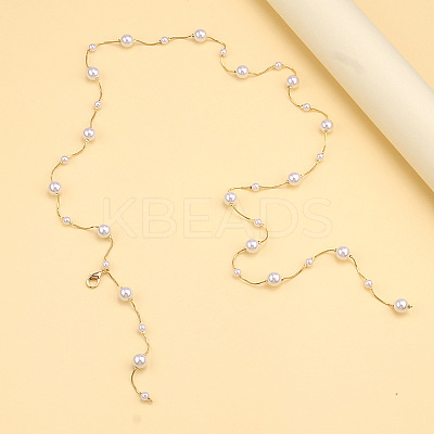Alloy & Plastic Pearl Round Beaded Tassel Waist Belly Chains for Women FS-WG2A056-01-1