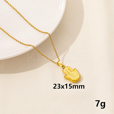 Stainless Steel Hamsa Hand Pendant Necklaces HK0528-8-1