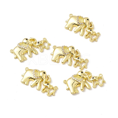 Brass Micro Pave Clear & Black Cubic Zirconia Connector Charms KK-G421-01LG-1