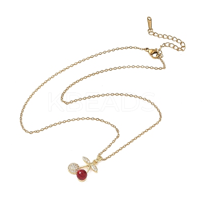 Brass & Cubic Zirconia Pendant Necklaces SA-CBA7E55-03G-01-1