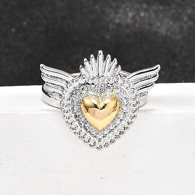 Gothic Style Brass Micro Pave Clear Cubic Zirconia Cuff Rings for Women RJEW-U051-02C-GP-1