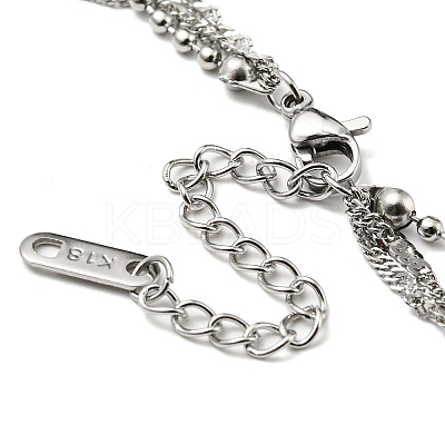 Non-Tarnish 304 Stainless Steel Rope & Ball & Curb Chains Triple Layer Necklaces BJEW-K257-02P-1