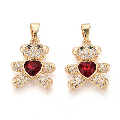 Brass Micro Pave Cubic Zirconia Pendants KK-CJC0015-19G-05-1