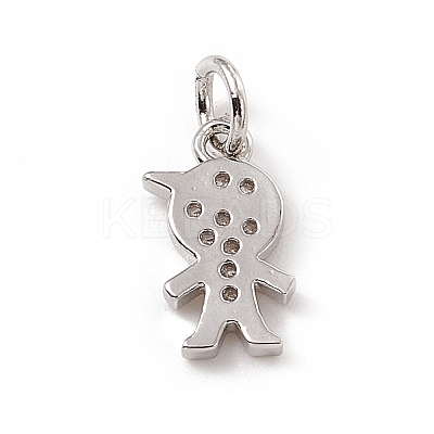 Brass Micro Pave Clear Cubic Zirconia Boy Charms ZIRC-F132-53P-1