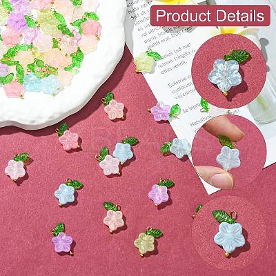60Pcs 6 Colors Glass Pendants PALLOY-CJ00062-1