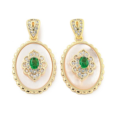Brass Micro Pave Clear Cubic Zirconia Pendants KK-L211-007G-1