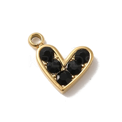 Golden Tone 304 Stainless Steel Rhinestone Charms STAS-L025-005G-04-1