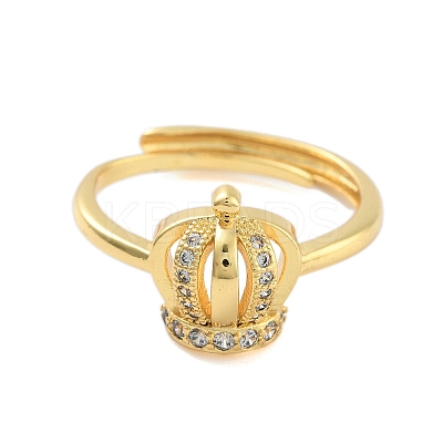 Crown Clear Cubic Zirconia Adjustable Rings RJEW-L120-017G-03-1