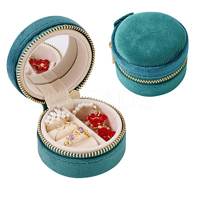 Portable Travel Round Velvet Jewelry Set Storage Zipper Boxes CON-TAC0001-11A-1