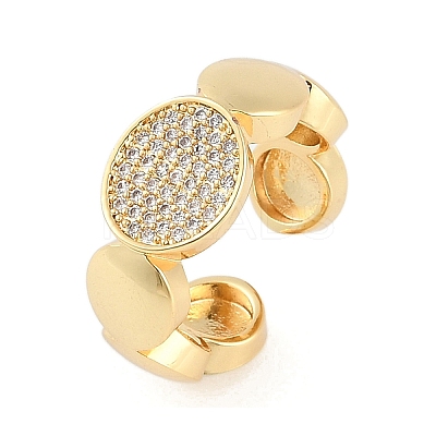 Brass Micro Pave Clear Cubic Zirconia Open Cuff Rings for Women RJEW-M026-01G-01-1