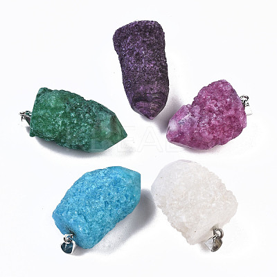 Rough Raw Electroplate Natural Druzy Agate Pendants G-S359-274-1
