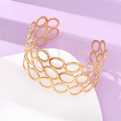 304 Stainless Steel Cuff Bangles for Women BJEW-G749-08G-1