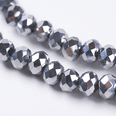 Faceted Rondelle Electroplate Glass Beads Strands X-EGLA-D009-27-1
