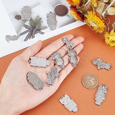 12Pcs 6 Style 304 Stainless Steel Pendants STAS-UN0024-59-1