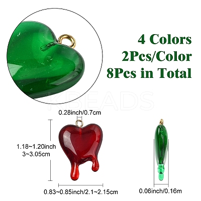 8Pcs 4 Colors Transparent Resin Pendants RESI-YW0003-19-1
