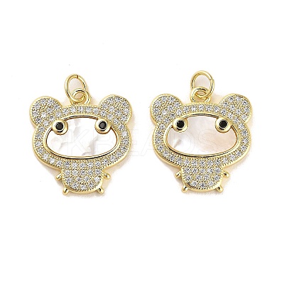 Brass Micro Pave Clear Cubic Zirconia Pendants KK-K365-22G-1