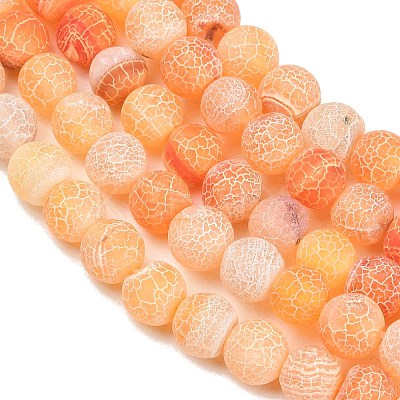 Frosted Natural Agate Beads Strands G-F367-8mm-03-1