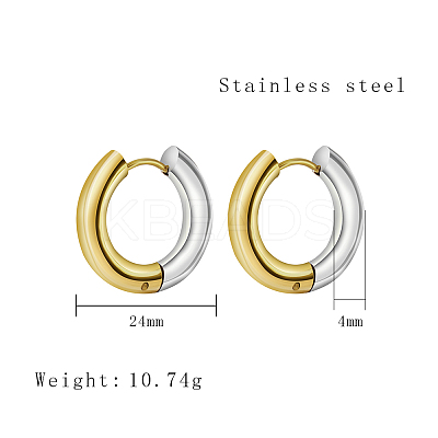 Two Tone 304 Stainless Steel Huggie Hoop Earrings for Women WQ4078-2-1