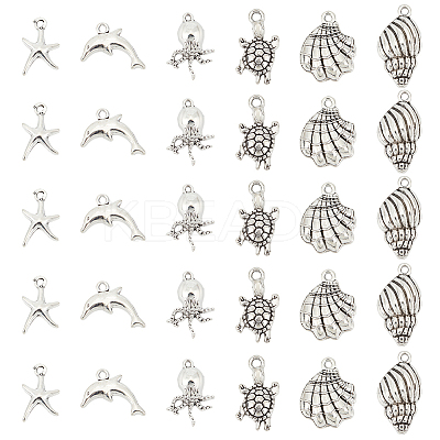 120Pcs 6 Styles Tibetan Style Alloy Pendants FIND-CA0010-53-1