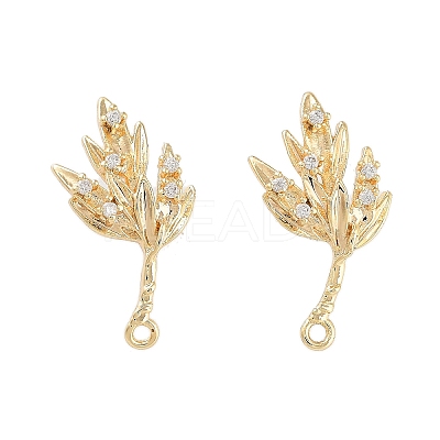 Brass Micro Pave Cubic Zirconia Stud Earring Findings KK-E107-11G-1
