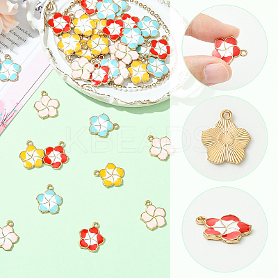 40Pcs 4 Colors Zinc Alloy Enamel Pendants ENAM-SC0009-96-1