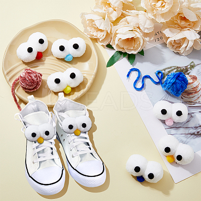 36Pcs 6 Colors DIY Craft Cartoon Movable Eye High-elastic Pom Pom Ball DIY-FH0005-60-1