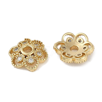Brass Micro Pave Clear Cubic Zirconia Bead Caps KK-I719-13A-G-1