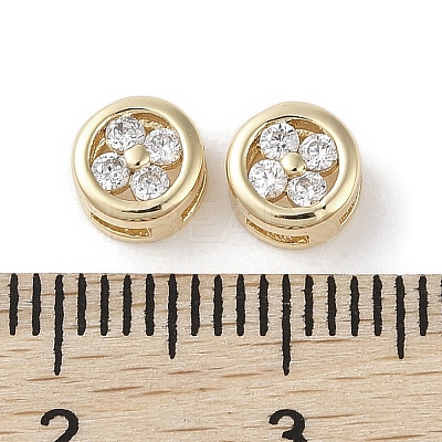 Brass Micro Pave Clear Cubic Zirconia Beads KK-G491-33G-1