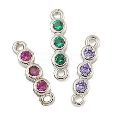 Brass Pave Cubic Zirconia Three Flat Round Links Connector Charms KK-P277-52B-A-1