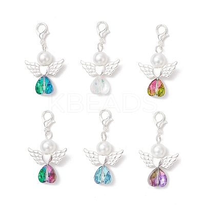 Glass Angel Pendant Decorations HJEW-JM03561-S-1