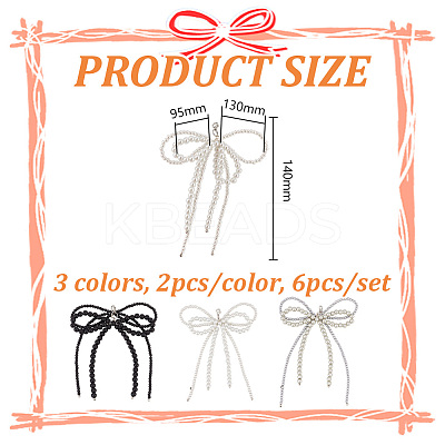 6Pcs 3 Colors Bowknot Glass Beads Shoes Charms HJEW-GO00082-1