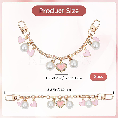 Heart Alloy Enamel & Resin Pearl Charm Zinc Alloy Cable Chain Purse Chains FIND-AB00070-1