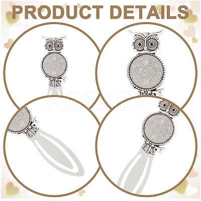 12Pcs Owl Tibetan Style Alloy Bookmarks Cabochon Settings TIBE-HY0001-08-1